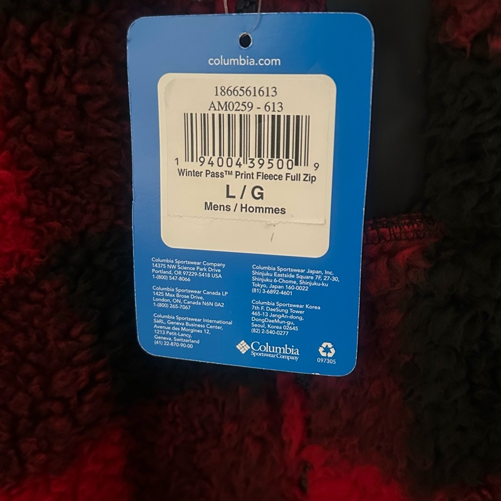 NWT Columbia Sportswear Men’s Red and Black “Winter Pass” Fleece - Size Large - Picture 7 of 12